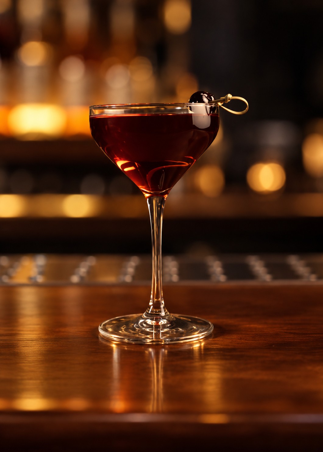 Black Wolf Reserve Manhattan with a cherry garnish